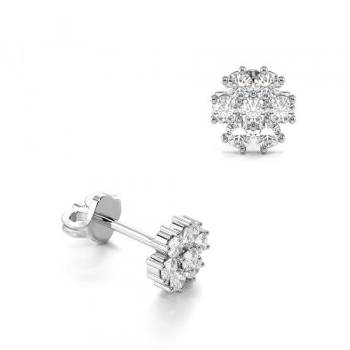 White Gold Diamond Cluster Earrings