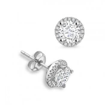 White Gold Diamond Halo Earrings