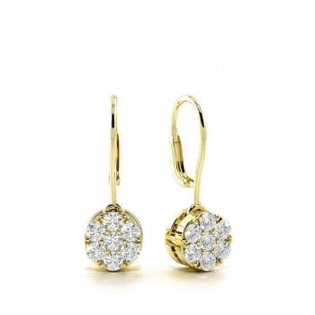 Yellow Gold Diamond Cluster Earrings